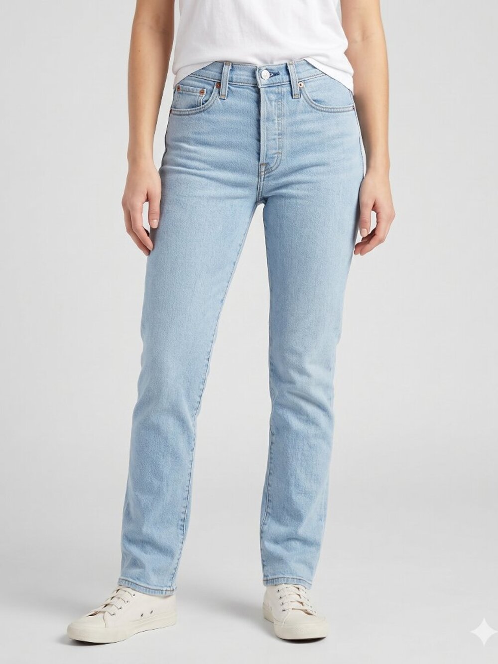 Levi's Wedgie Straight Jeans Women’s 26 Light Wash Blue Button Fly High Rise